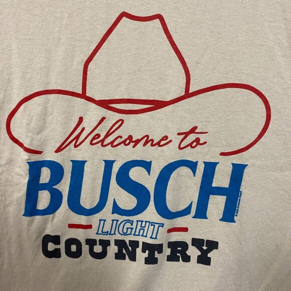 Welcome To Busch Light Country Vintage Style Beige T-Shirt Small - Picture 2 of 4
